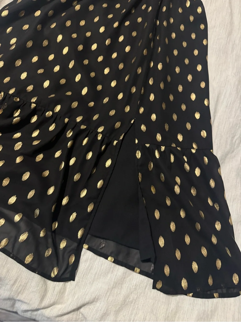 Grace Karin Black Midi Dress with Gold Metallic Dots - Picture 2 of 4